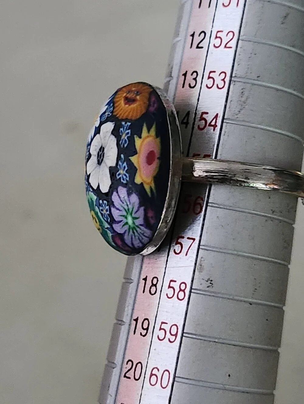 Floral Multicolor Oval Statement Ring - Adjustable